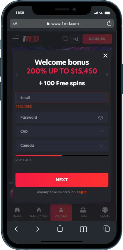 Sign Up 1red Sign Up 1RED